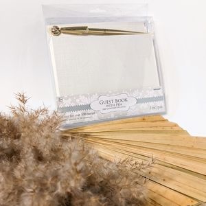 Ivory and Gold Guestbook with Pen 500 Entry Book